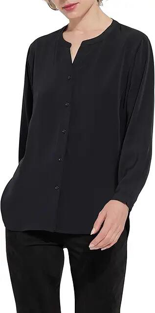 Lysse Mia Stretch Woven Top (Black) Women's Blouse Cover