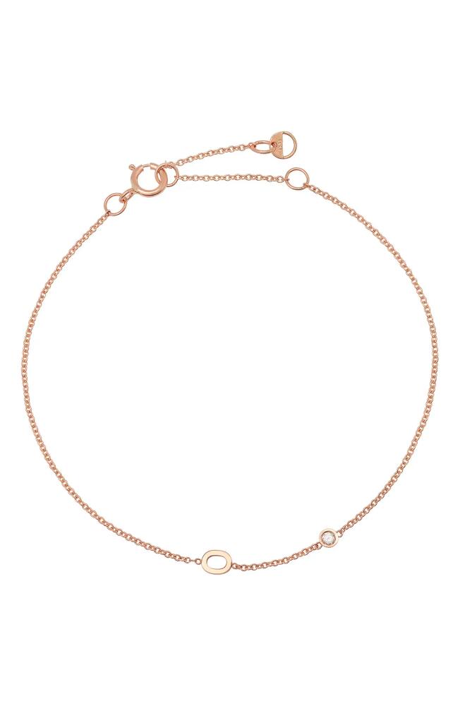 BYCHARI Initial & Diamond Bracelet in 14K Rose Gold-O Cover