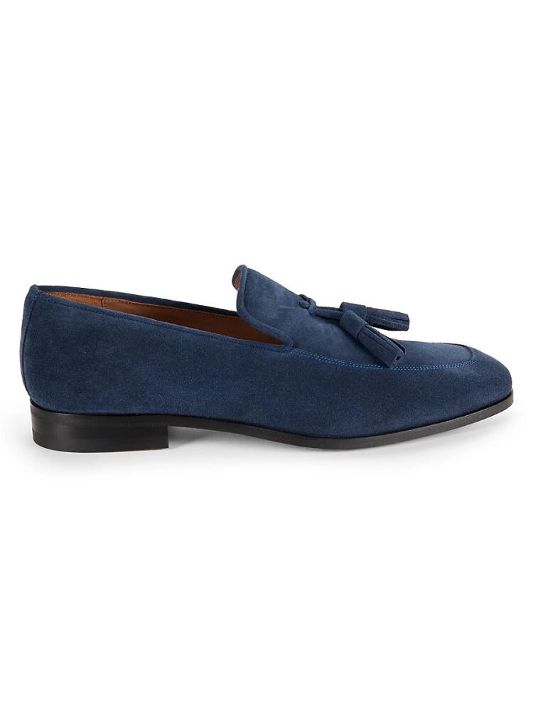 Mezlan Men's Apron Toe Suede Tassel Loafers - Navy Cover