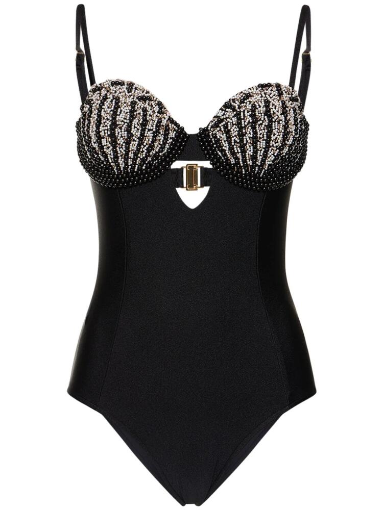 PATBO Shell Beaded Stretch Tech Bodysuit Cover