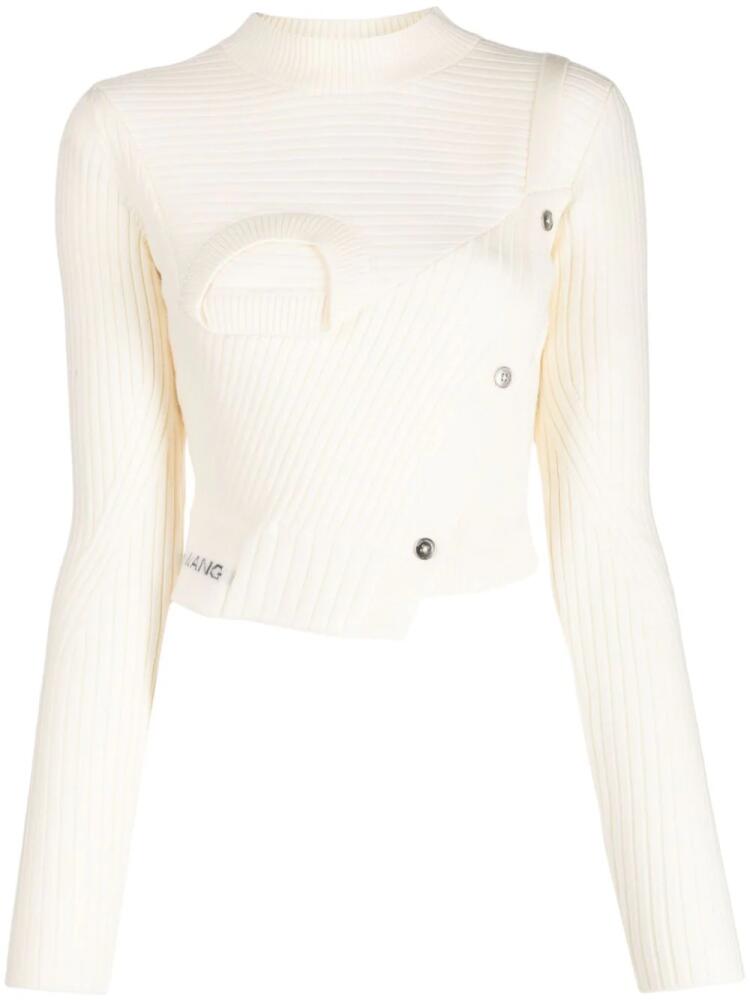 Feng Chen Wang asymmetric ribbed-knit jumper - White Cover