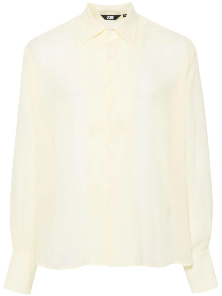 GCDS logo-embroidered georgette shirt - Yellow Cover