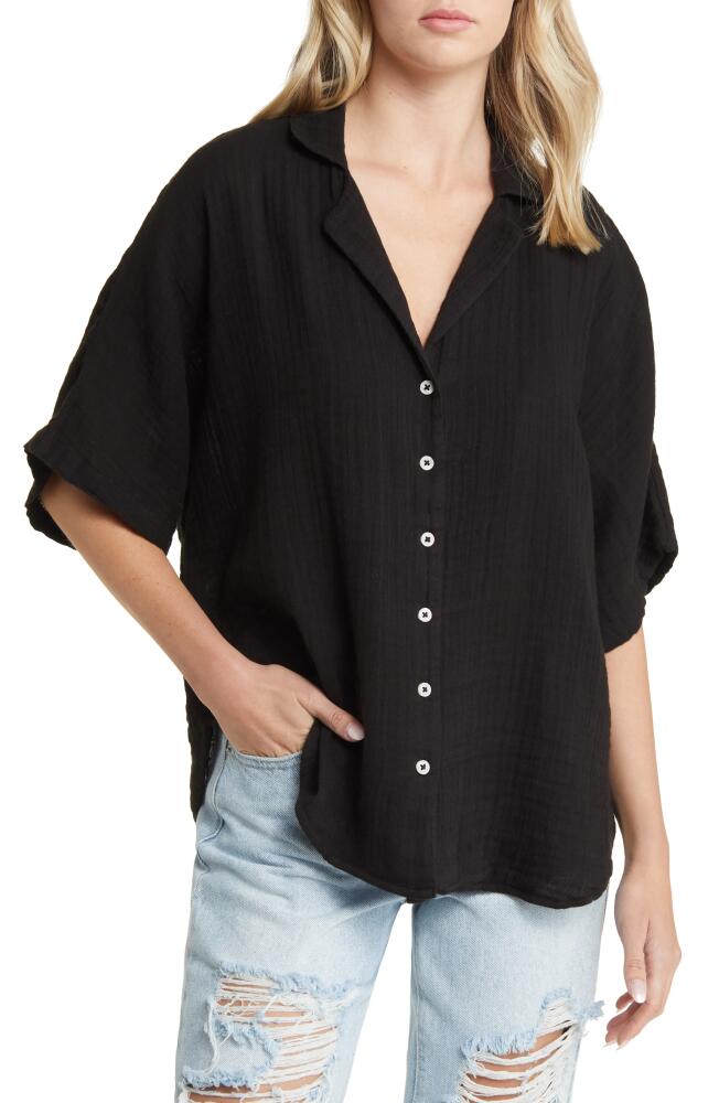 Rip Curl Premium Surf Cotton Gauze Button-Up Shirt in Black Cover