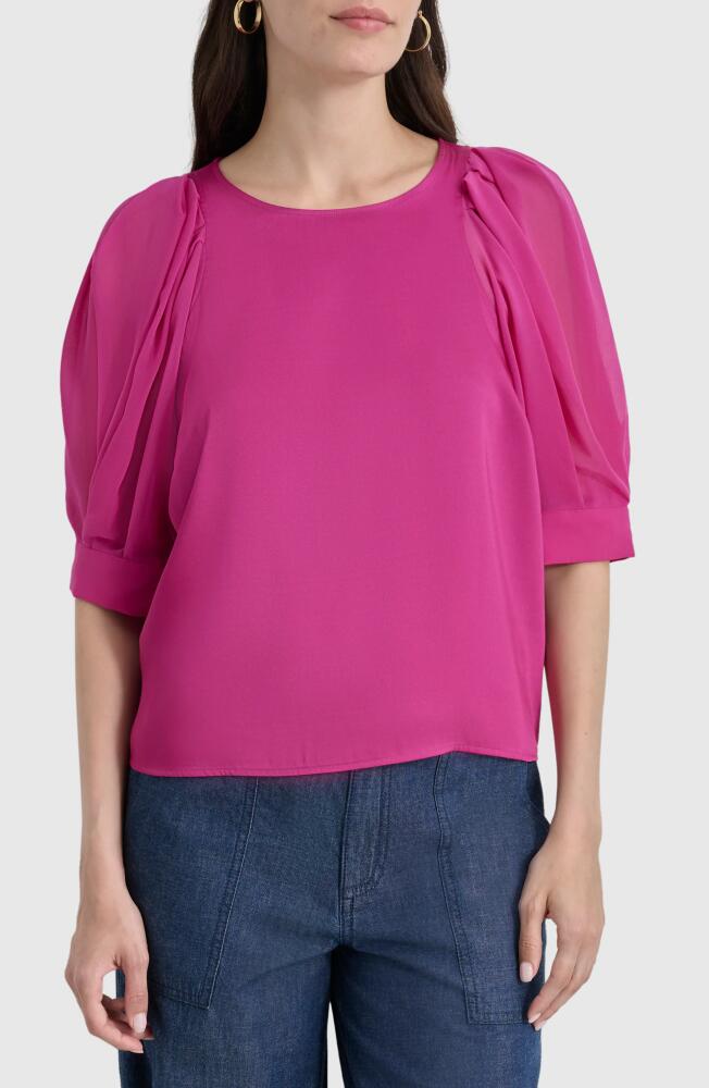 DKNY Mixed Media Top in Raspberry Cocktail Cover