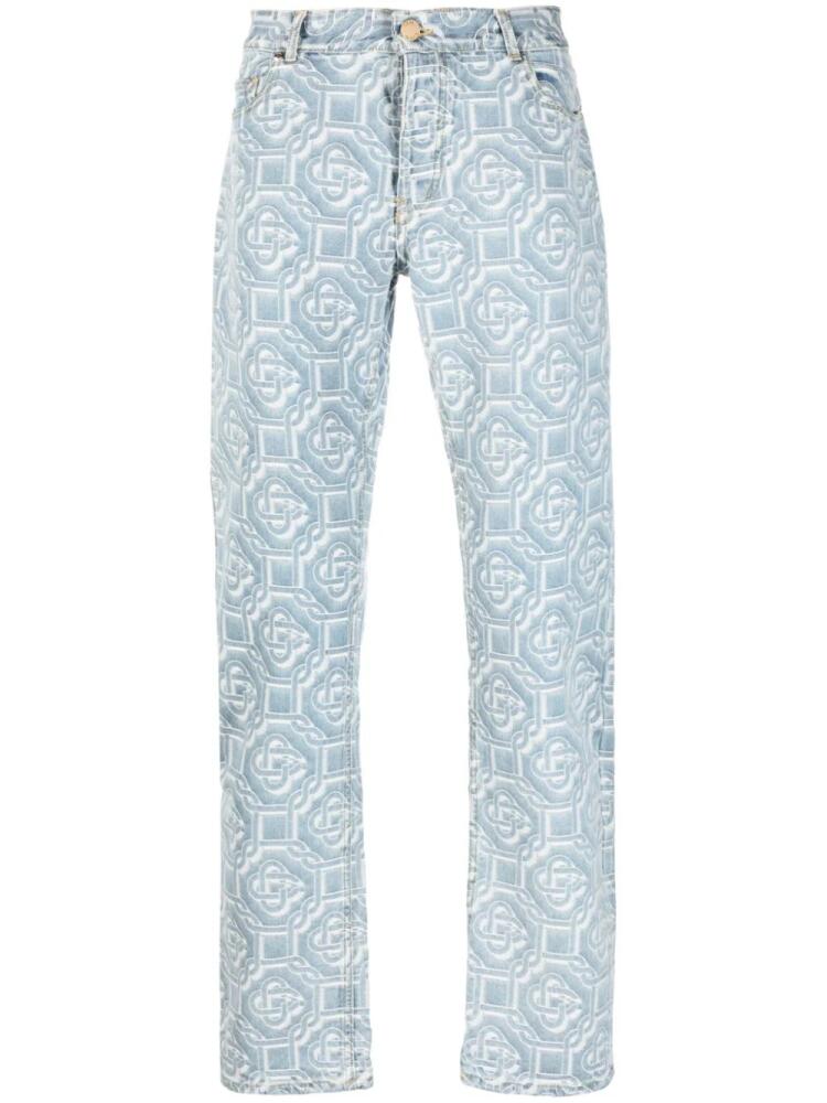 Casablanca monogram-print straight-leg jeans - Blue Cover