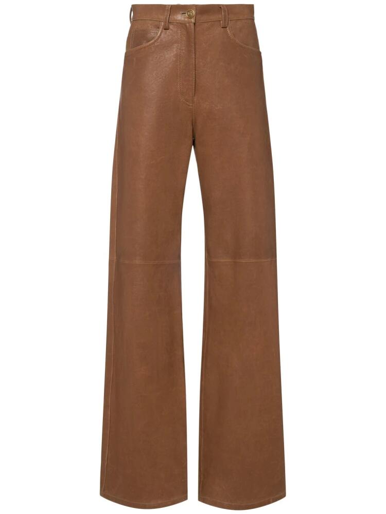 ETRO Leather Wide Leg Pants Cover