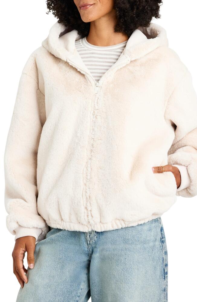 Splendid Mikki Faux Fur Hoodie in Snow Cover