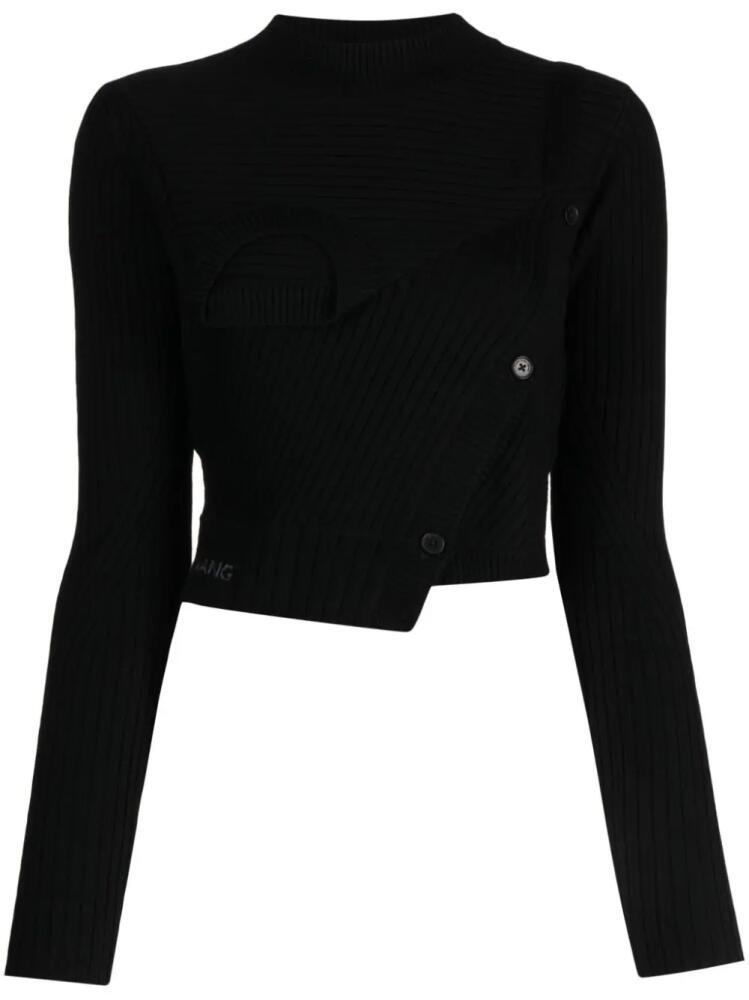 Feng Chen Wang asymmetric ribbed-knit jumper - Black Cover