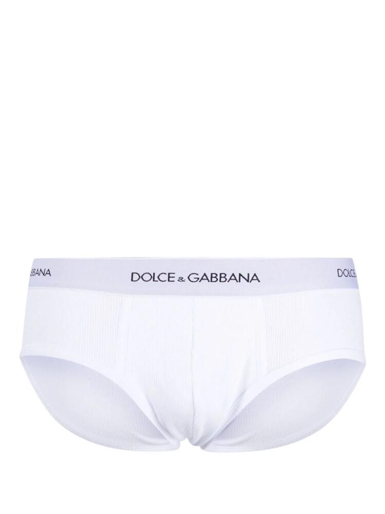 Dolce & Gabbana logo-waistband ribbed-knit briefs - White Cover