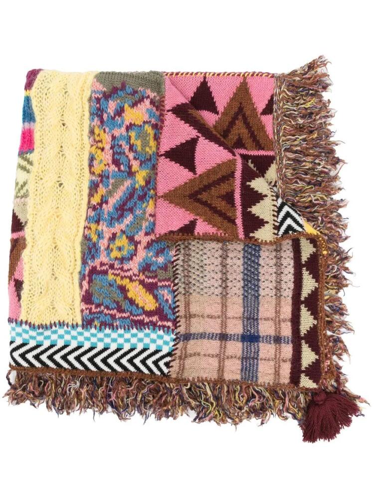 ETRO fringed patchwork scarf - Brown Cover