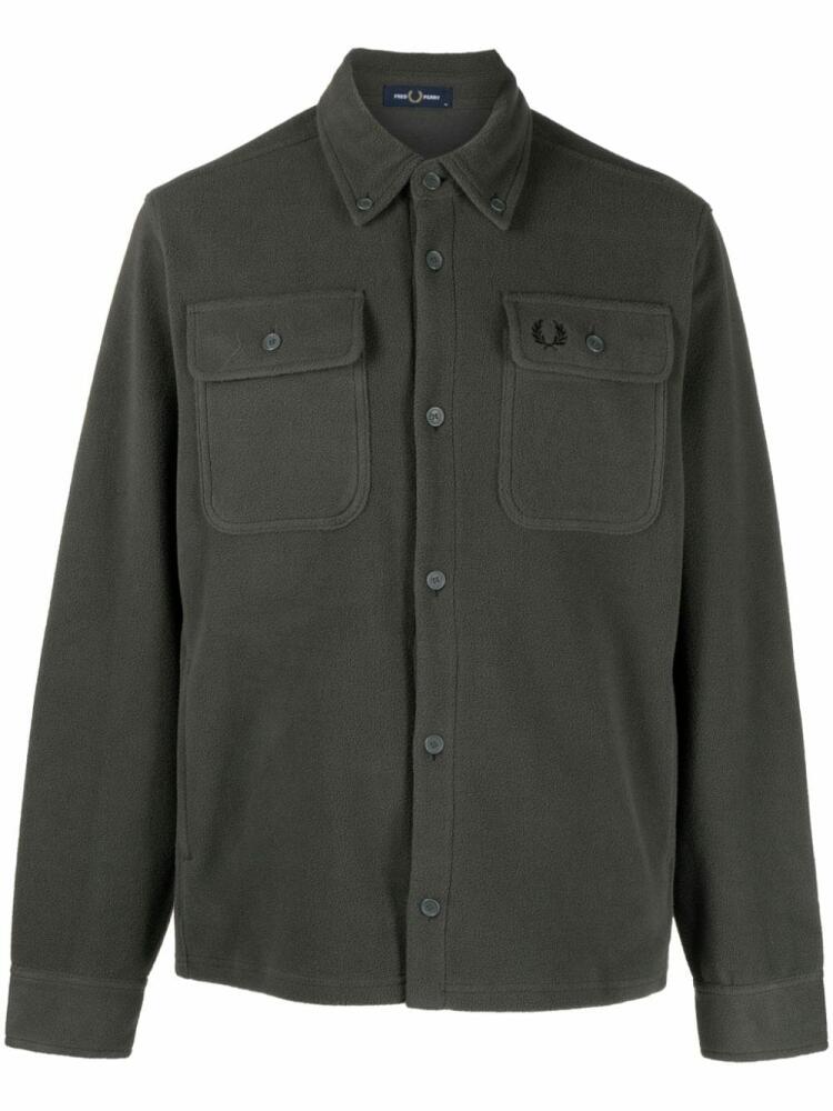 Fred Perry logo-embroidered fleece shirt jacket - Green Cover