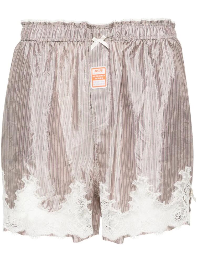 Martine Rose striped lace-trim shorts - Grey Cover