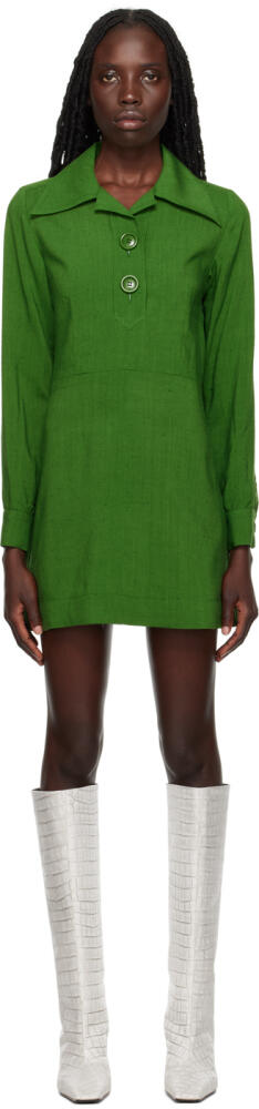 AMI Paris Green Buttoned Collar Minidress Cover