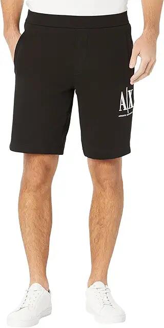 Armani Exchange Icon Cotton Shorts w/ Embroidered Logo (Black) Men's Clothing Cover