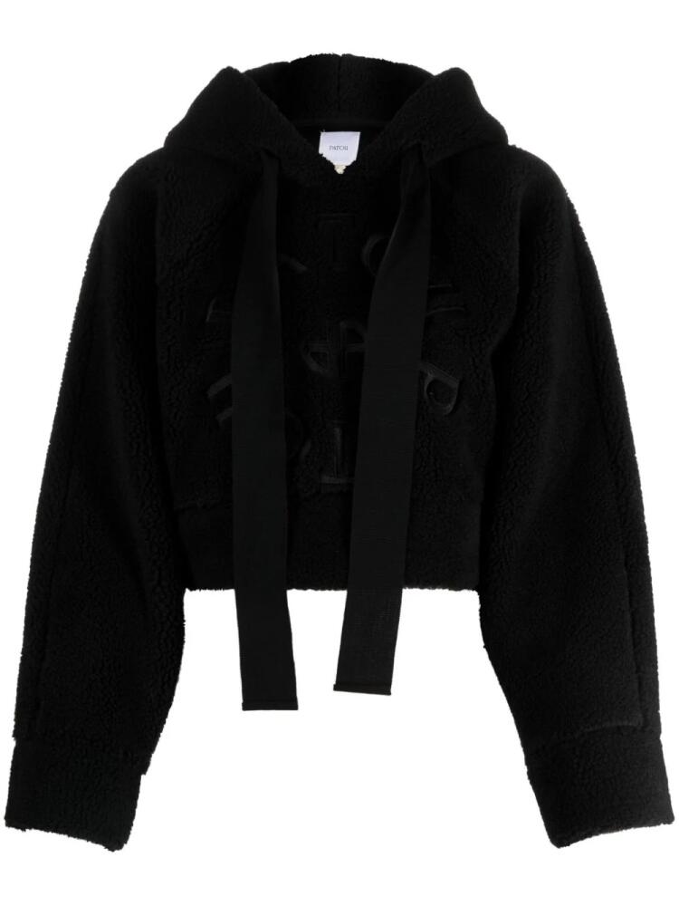 Patou letter-appliqué fleece hoodie - Black Cover