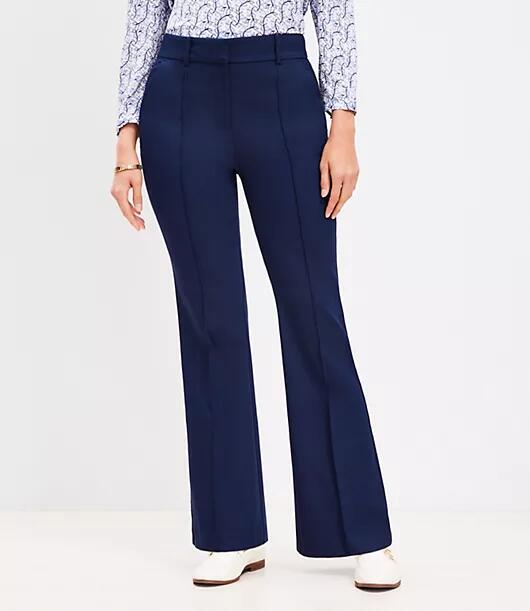 Loft Petite Curvy Pintucked Sutton Flare Pants Cover