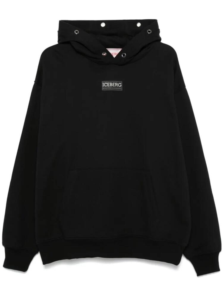 Iceberg logo-patch hoodie - Black Cover