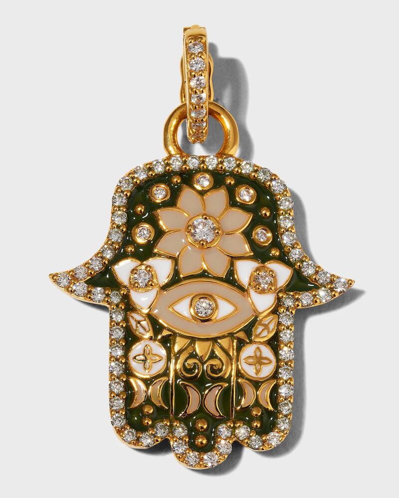 Buddha Mama 20K Small Army Green Enamel Hamsa Pendant Cover