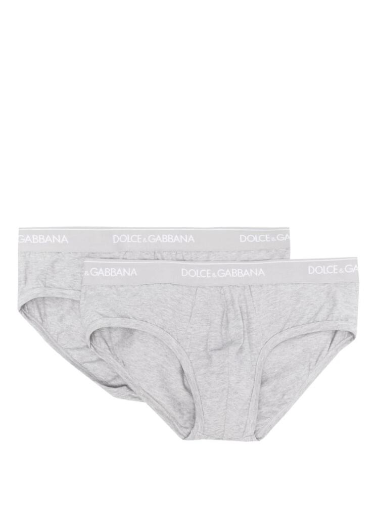 Dolce & Gabbana logo-waistband cotton briefs (pack of two) - Grey Cover