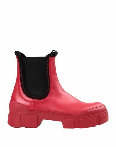 Vic Matiē Woman Ankle boots Red Soft Leather, Textile fibers Cover