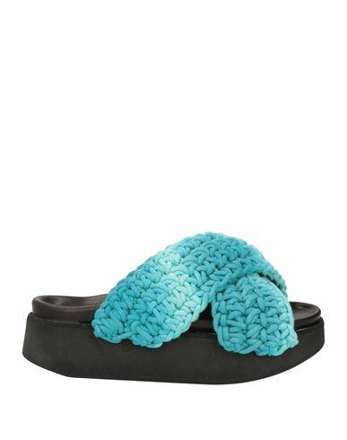 Inuikii Woman Sandals Turquoise Textile fibers Cover