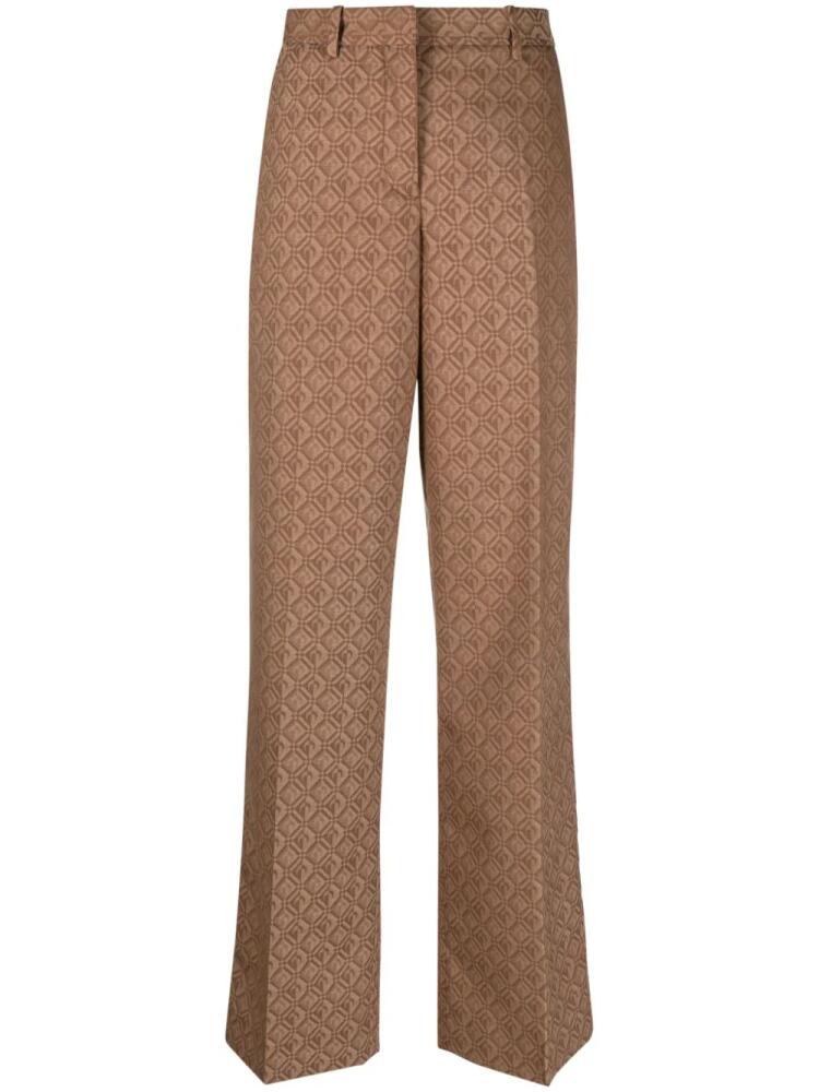 Marine Serre geometric-print straight-leg trousers - Brown Cover