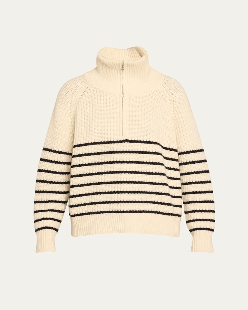 Nili Lotan Amelina Stripe Half-Zip Cashmere Sweater Cover