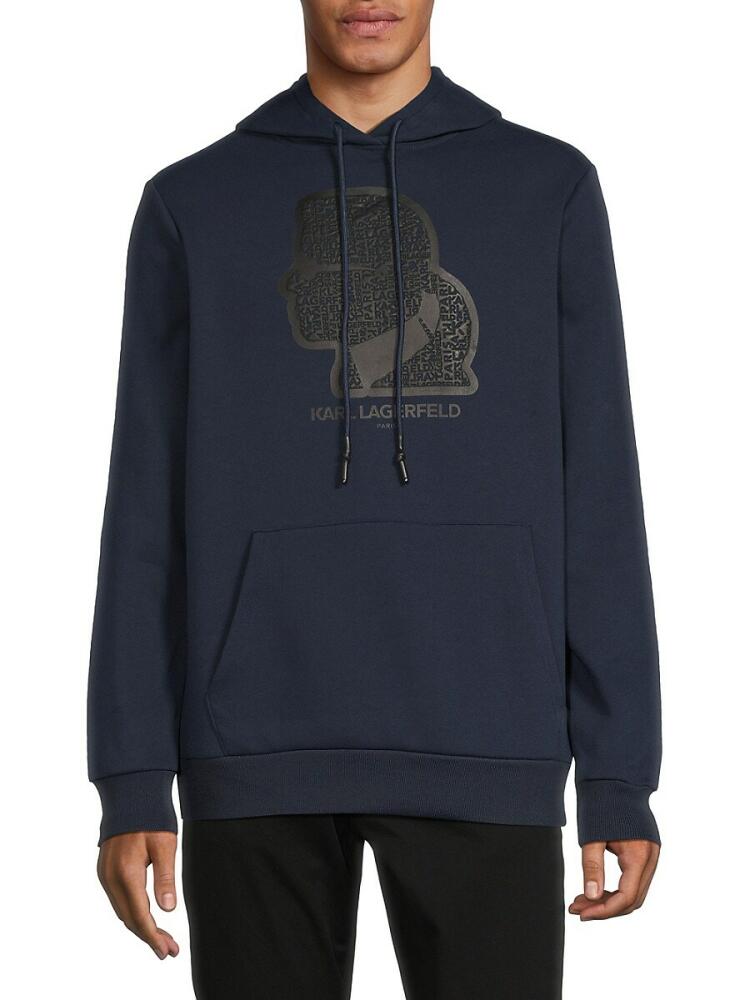 Karl Lagerfeld Paris Men's Graphic Drawstring Hoodie - Navy Cover