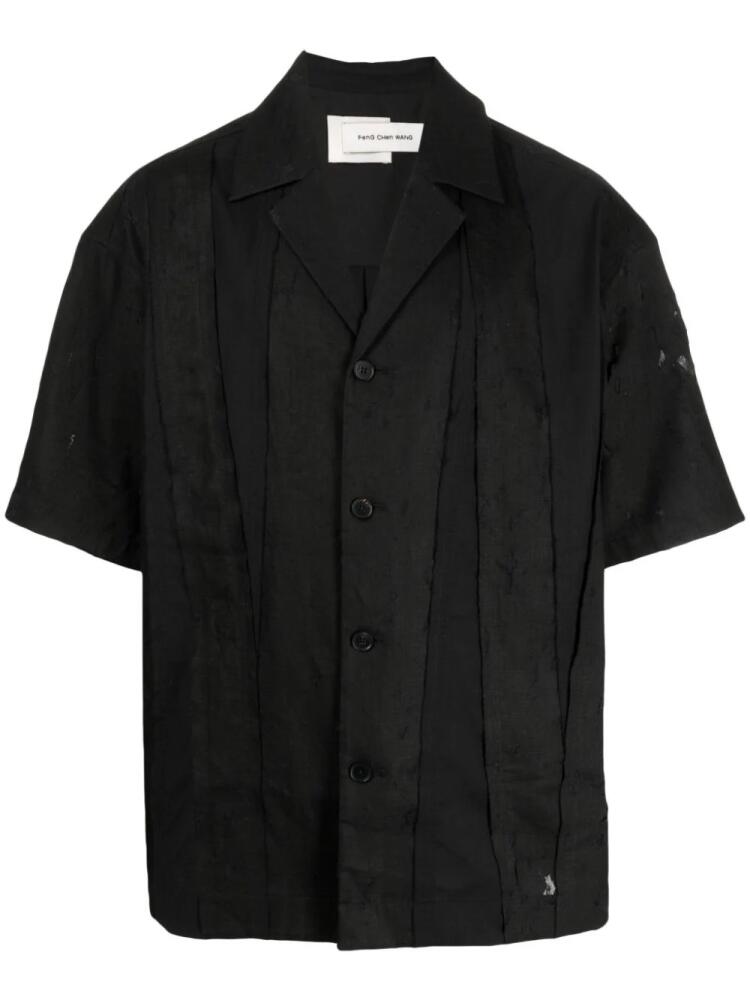 Feng Chen Wang deconstructed cotton-linen shirt - Black Cover