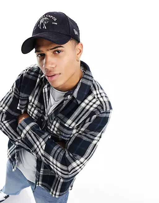 Only & Sons flannel check overshirt in navy Cover