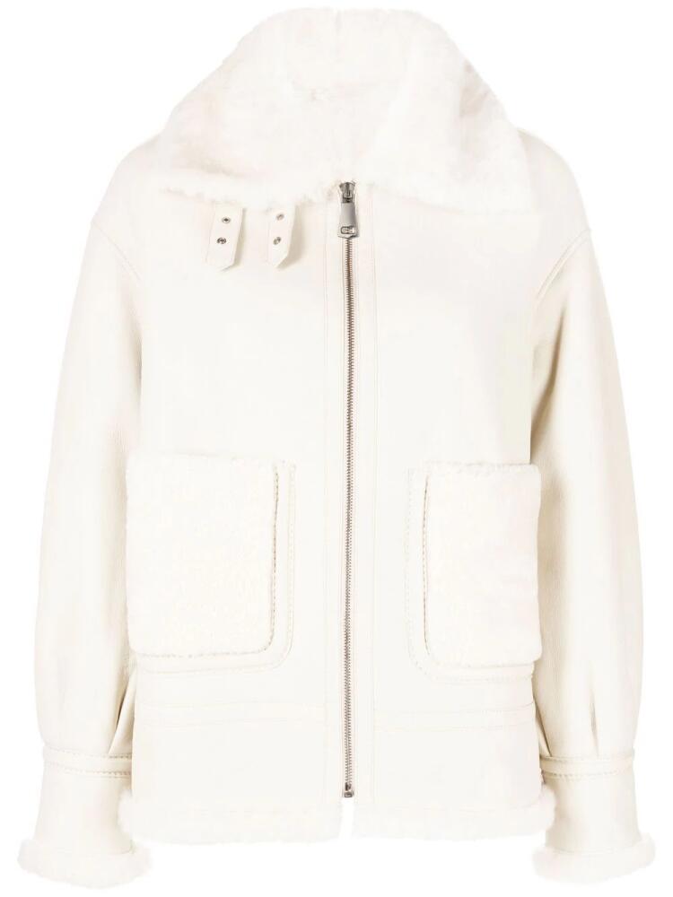 Liska oversize shearling jacket - Neutrals Cover