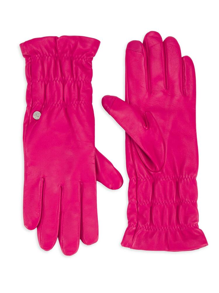 UGG Women's Ruched Leather Gloves - Cerise Cover