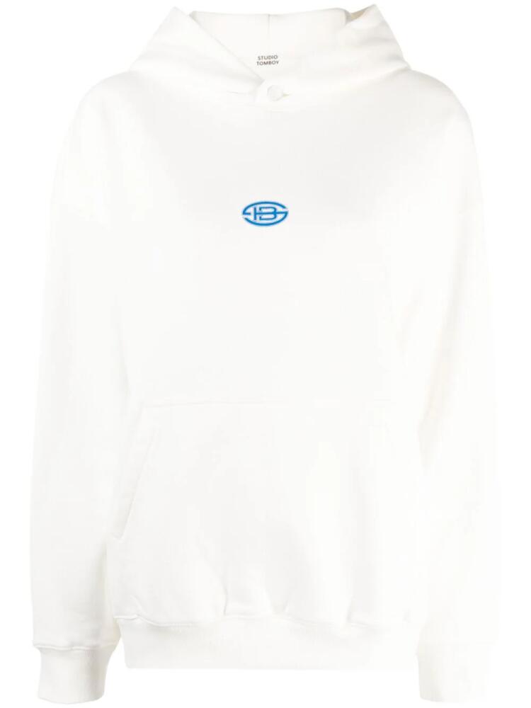 STUDIO TOMBOY logo-print cotton hoodie - White Cover