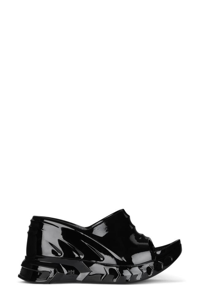 Givenchy Marshmallow Wedge Slide Sandal in Black Patent Cover