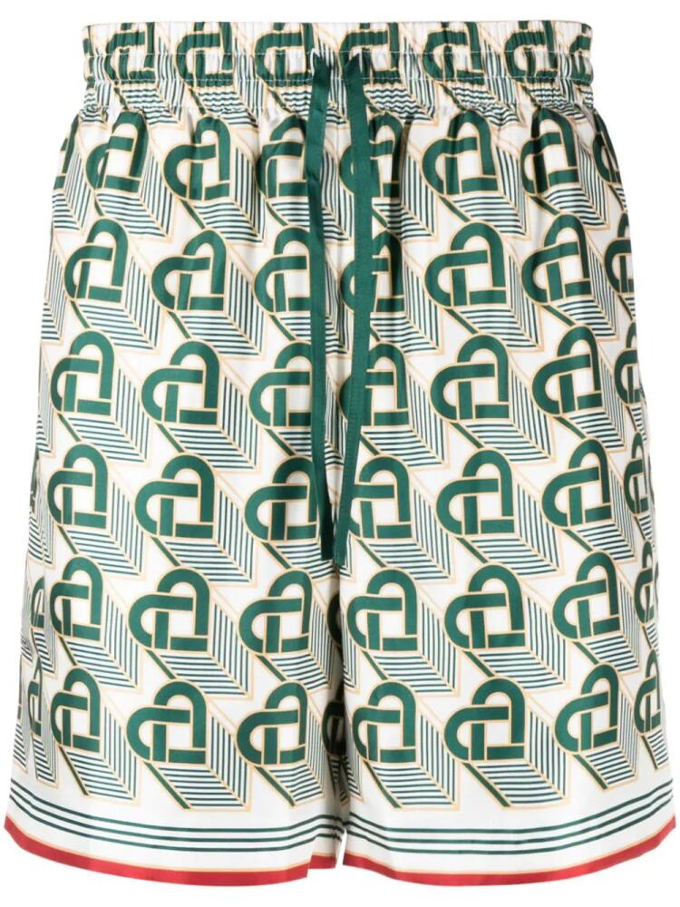 Casablanca Heart Monogram silk shorts - Green Cover