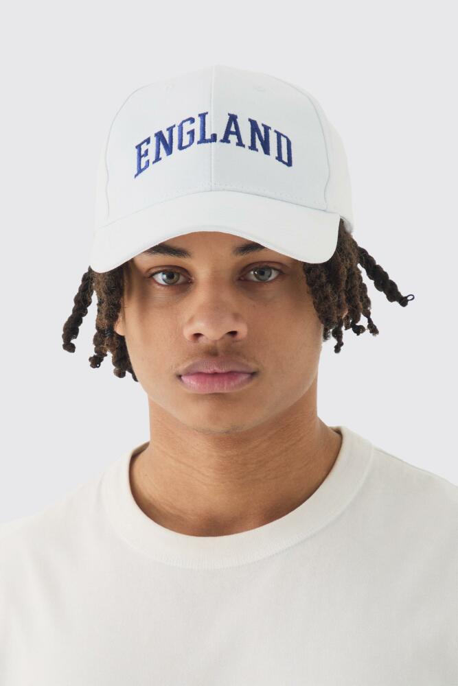 boohoo Mens England Embroidered Cap In White Cover