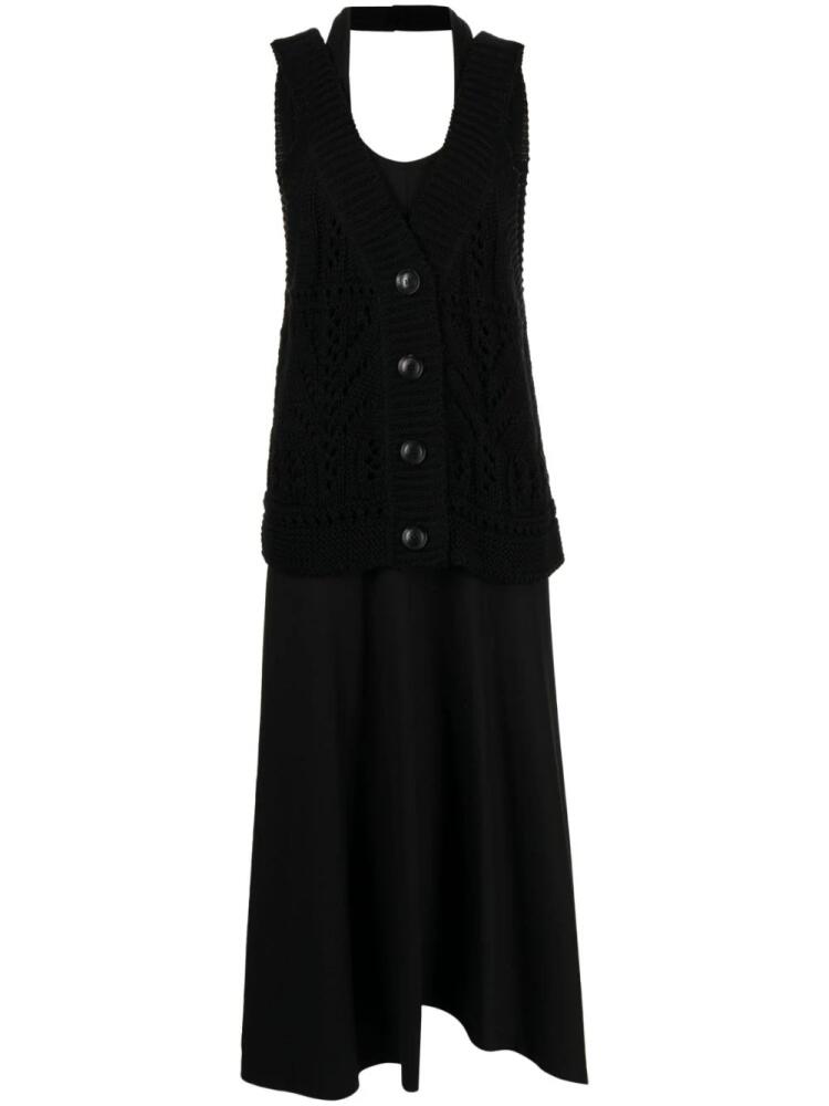 Goen.J crochet-panel layered dress - Black Cover