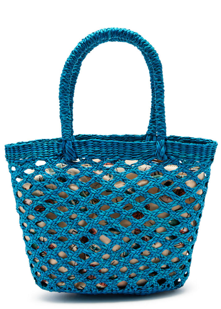 Sensi Studio Mini Raffia top Handle bag - Light Blue Cover