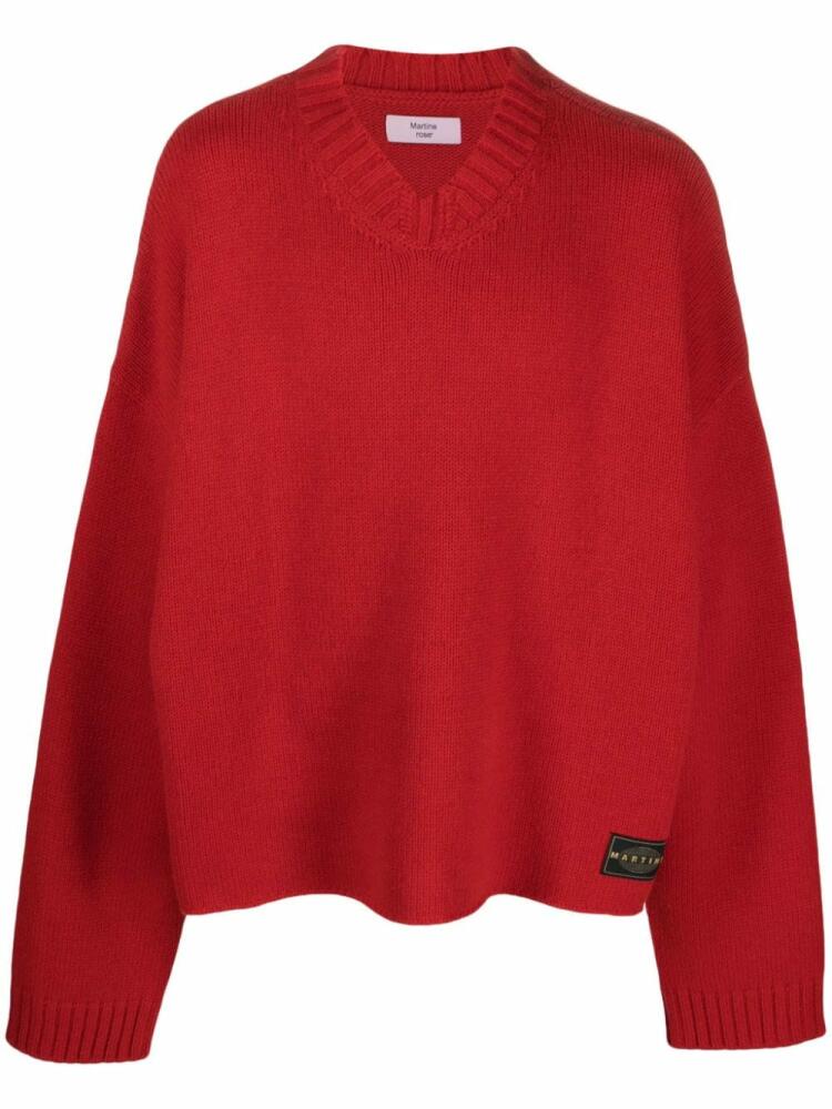 Martine Rose logo-patch knitted jumper - Red Cover