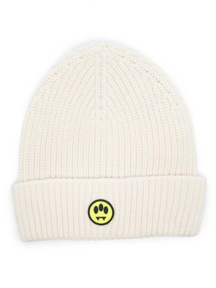 BARROW logo-patch ribbed-knit beanie - White Cover