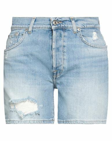 7 For All Mankind Woman Denim shorts Blue Cotton, Elastane Cover