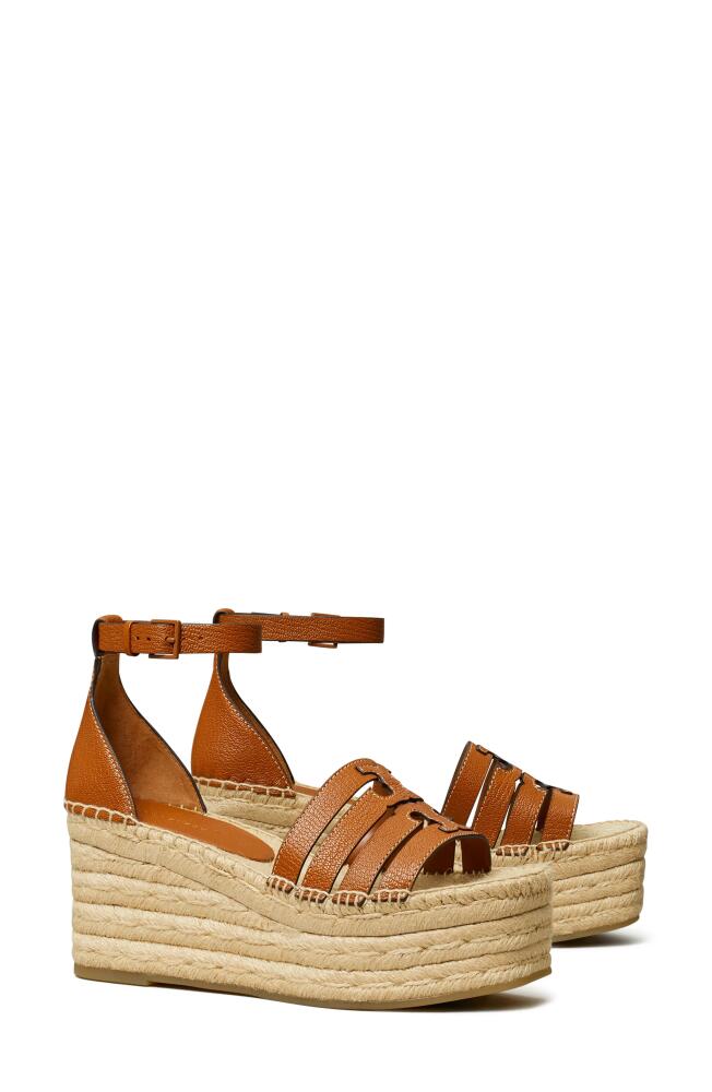 Tory Burch Ines Ankle Strap Espadrille Platform Wedge Sandal in Bourbon Cover