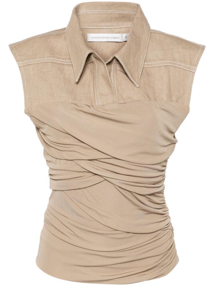 Christopher Esber Calda ruched top - Neutrals Cover