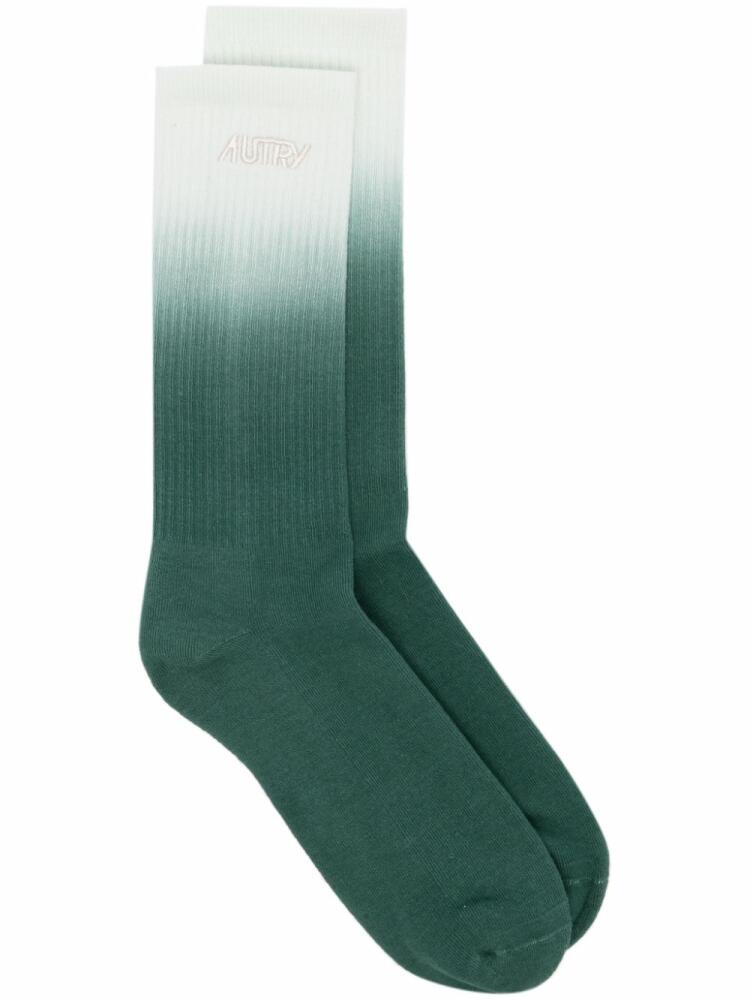 Autry logo-embroidered ombré socks - Green Cover