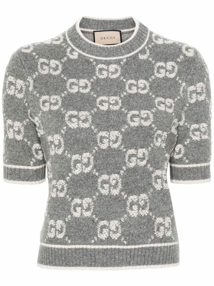 Gucci GG Damier-jacquard wool jumper - Grey Cover