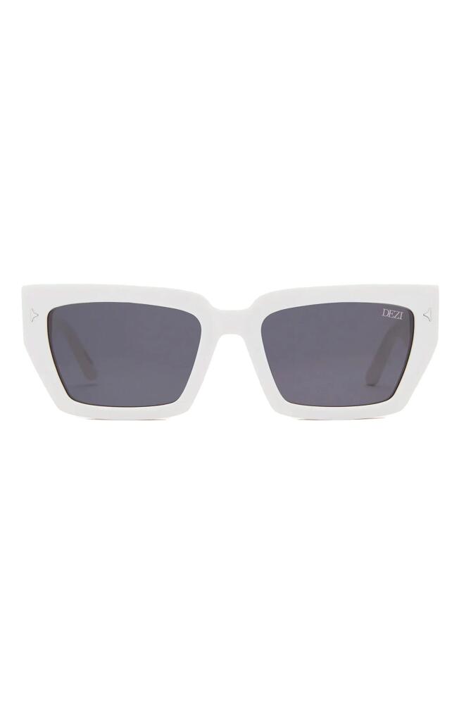 DEZI Switch 55mm Square Sunglasses in White /Dark Smoke Cover