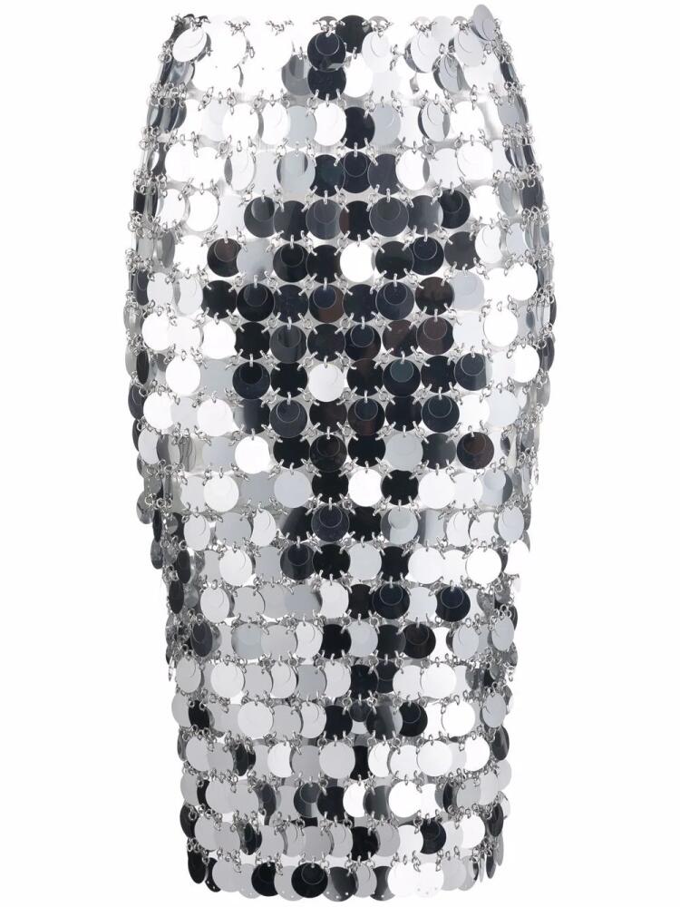 Rabanne mirror-effect sequin midi skirt - Grey Cover