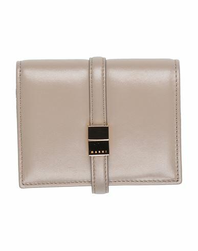 Marni Woman Wallet Dove grey Cow leather, Brass Cover