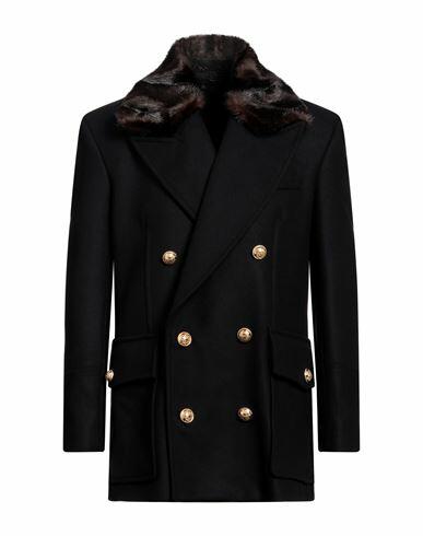 Balmain Man Coat Midnight blue Wool, Polyamide, Modacrylic Cover