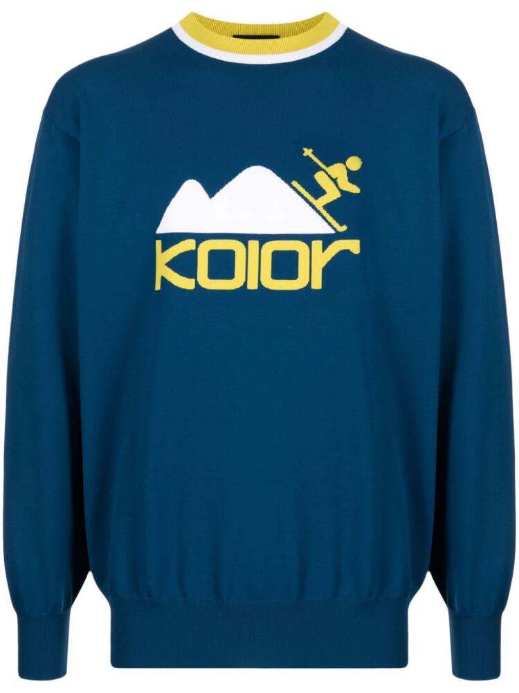 Kolor intarsia-knit logo jumper - Black Cover